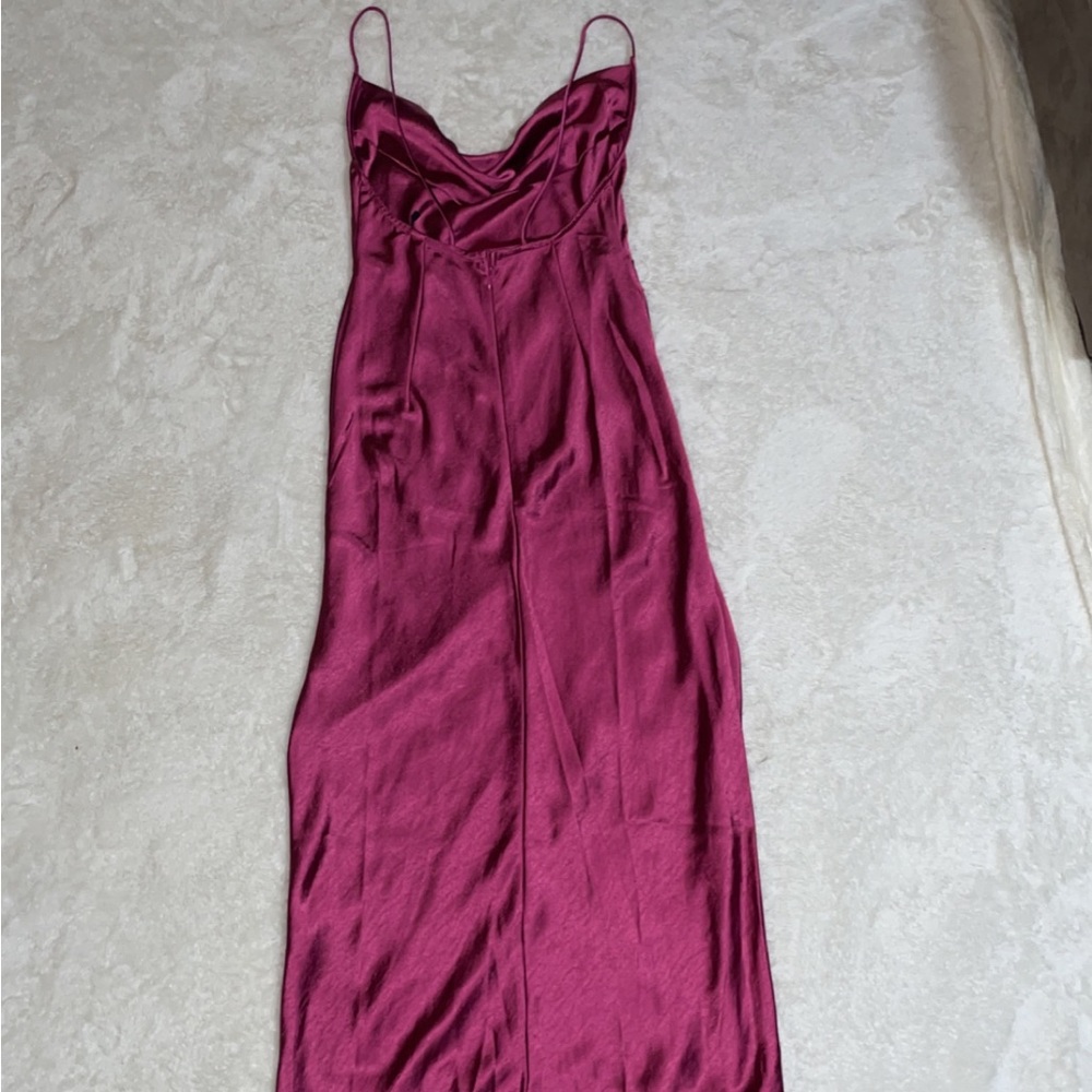 New Lioness Magenta Cowl Neck Silky Dress - Picture 10 of 15